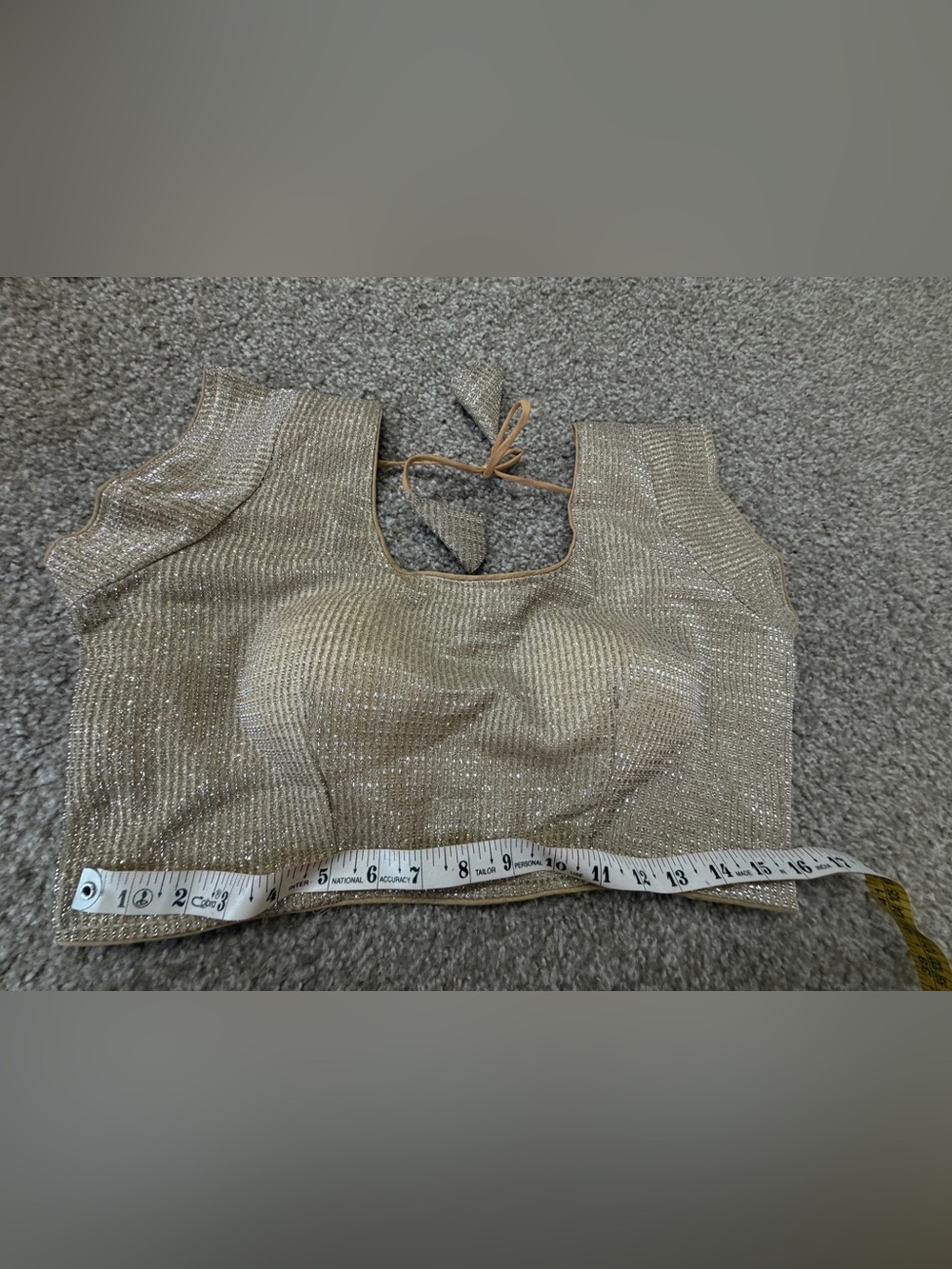 Shimmery Gold Women's Crop Top with Tie Back